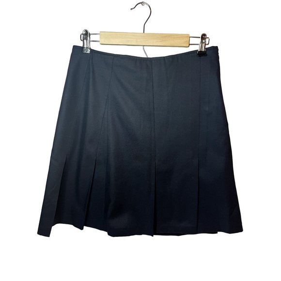 NWT Burberry London Skirt Midi Mini Black Side Zip Cotton Wool Stretch